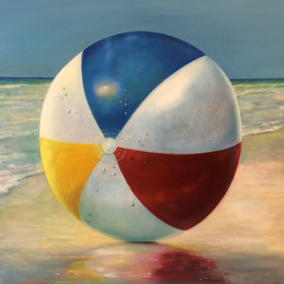 Beach Ball on the shore by Brenda Gordon 
Magnus and Gordon Gallery