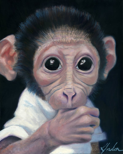 Monkey oil portrait by Brenda Gordon 