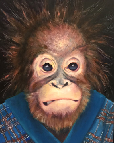 Orangutan oil portrait by Brenda Gordon 
