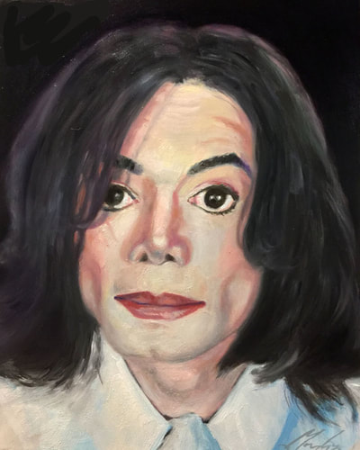 Micheal Jackson in his fifties oil portrait by Brenda Gordon