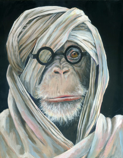 Chimpanzee Monkey oil portrait by Brenda 