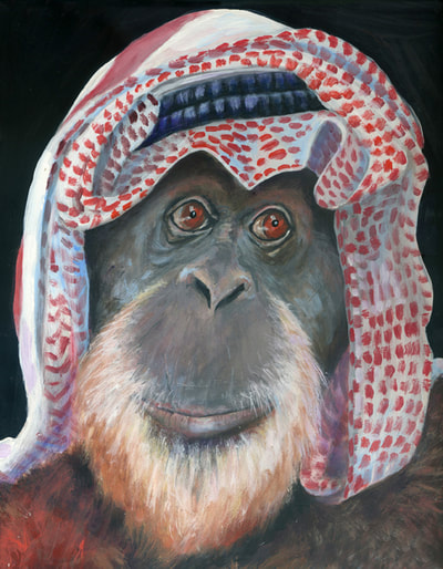 Orangutan Monkey oil portrait by Brenda 