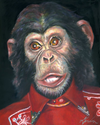 Bubbles Chimpanzee Monkey oil portrait by Brenda Gordon
