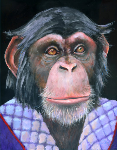 Chimpanzee Monkey oil portrait by Brenda 