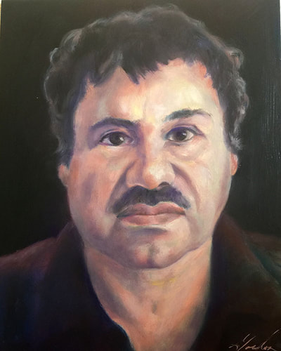 El Chappo oil portrait by Brenda Gordon