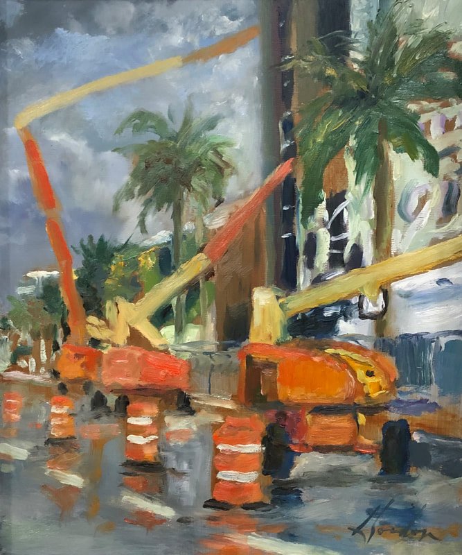 Plein Air Painting of the new I-Pic Construction in Downtown Delray Beach by Brenda Gordon