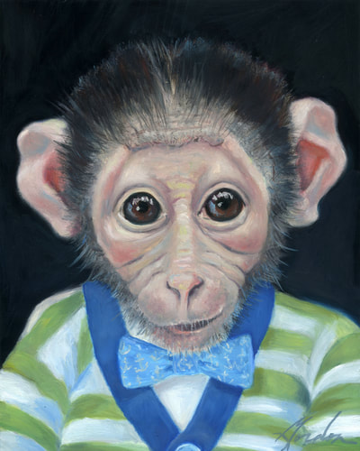 Monkey oil portrait by Brenda Gordon 