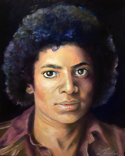 Young Micheal Jackson oil portrait by Brenda Gordon