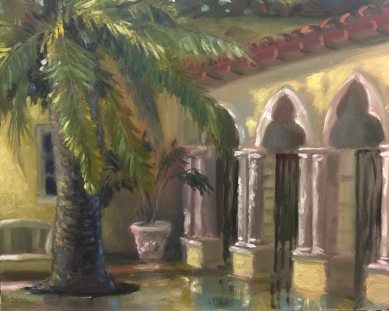 Plein Air Painting of The Addison entrance in Boca Raton by Brenda Gordon