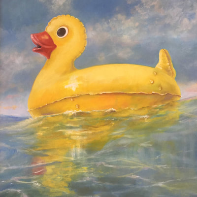 Yellow rubber duck out to sea by Brenda Gordon 
Magnus and Gordon Gallery
