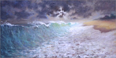  Oil painting of stormy ocean waves by Brenda Gordon south Florida