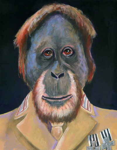 Nazi Monkey oil portrait by Brenda Gordon 
