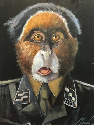 Nazi Monkey oil portrait by Brenda Gordon 
